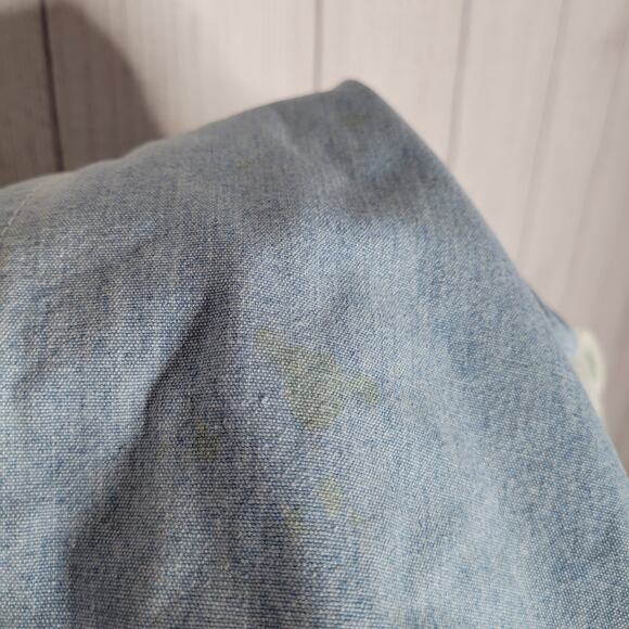 Striped Color block Zip And Shackle Hooded Oversized Denim Jacket Unisex Small - Picture 13 of 16